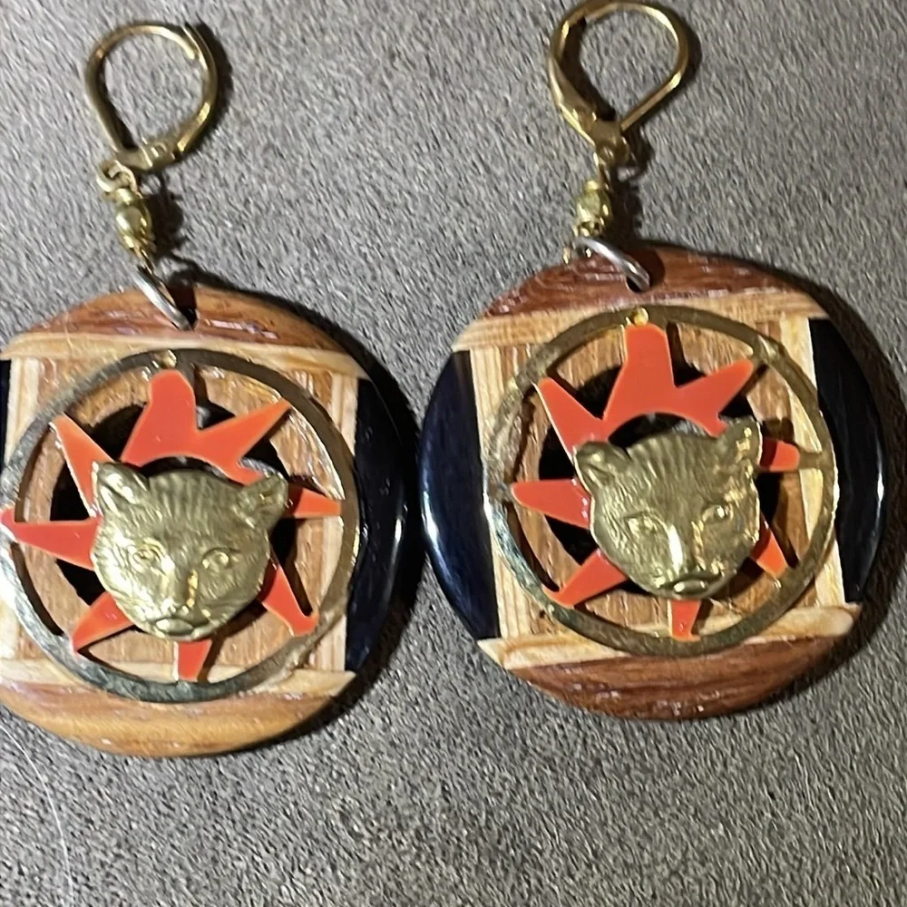 Vintage cat Face Earrings Set